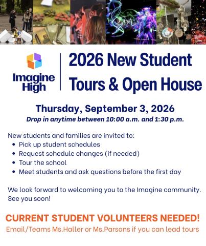 Student Tours - Sept 3 from 10:00AM to 1:30PM